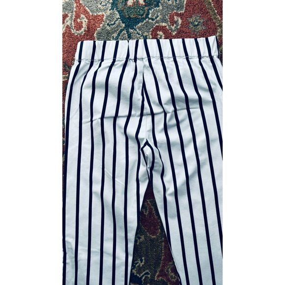 Soft Surroundings Pull On Pants Size M Striped Cropped Tapered Leg Navy White - Picture 4 of 8